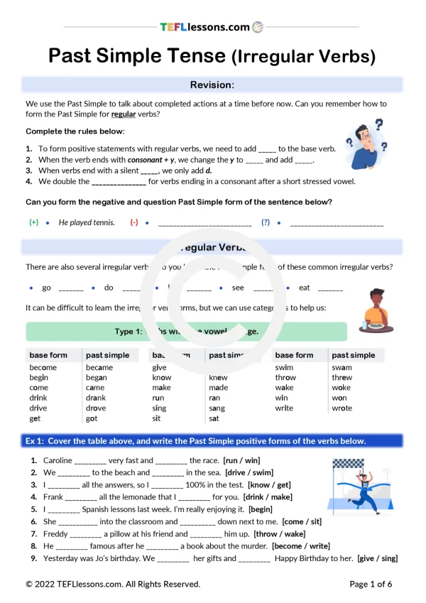 Past Simple Irregular Verbs | - TEFL Lessons - tefllessons.com