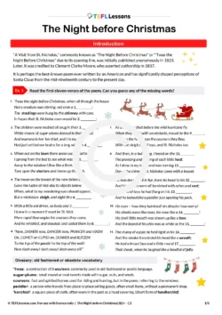 the night before christmas esl lesson listening and vocabulary worksheet