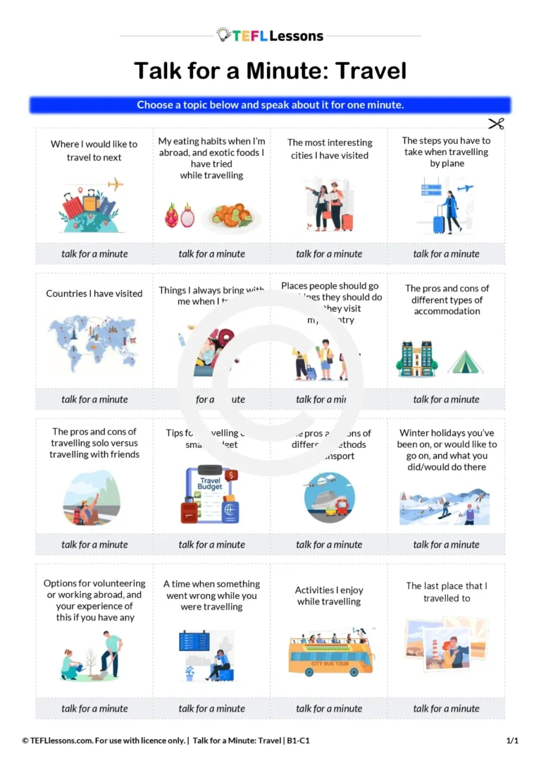 topics about travel | travel speaking activity