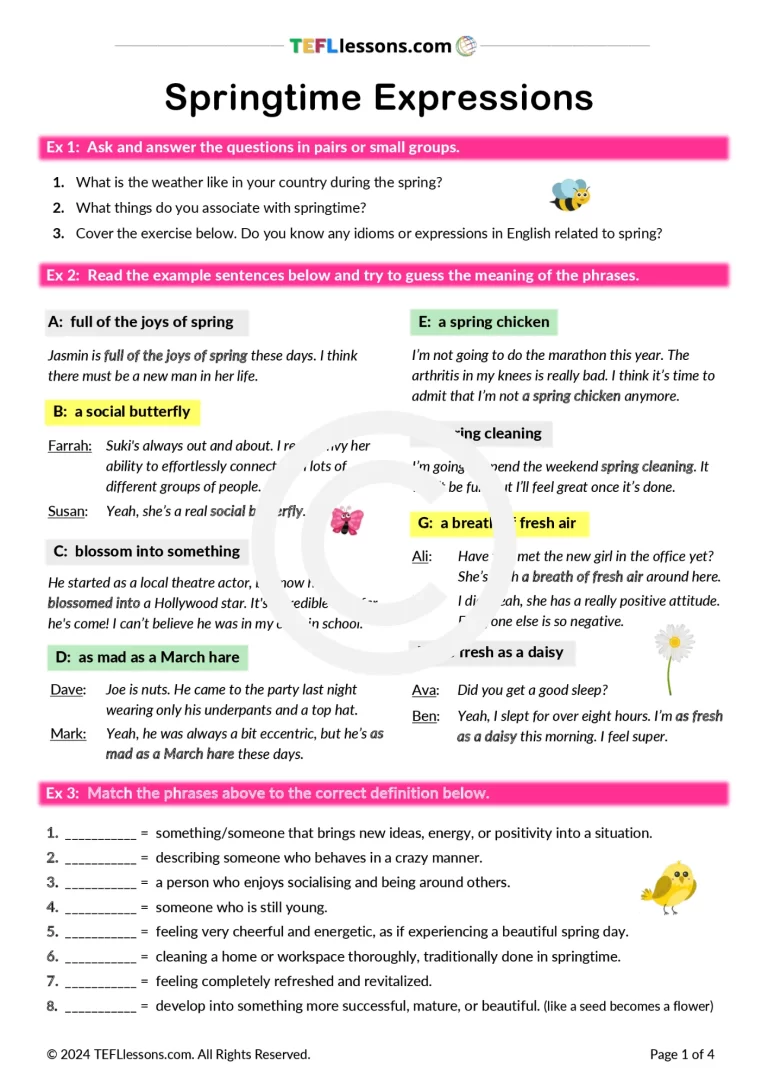 Springtime Expressions - ESL materials