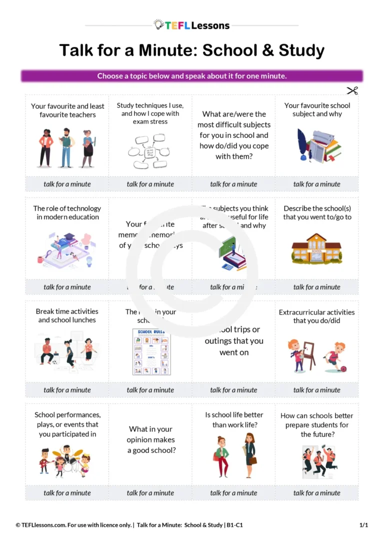 ESL school speaking activity