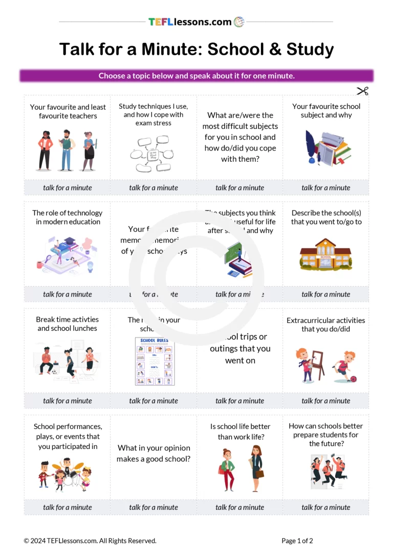 Talk for a Minute: School and Study