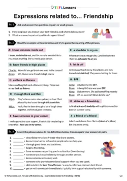ESL Friendship - Expressions related to Friendship ESL Lesson Plan