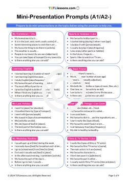 Mini-Presentation Task for A1-level ESL Classes