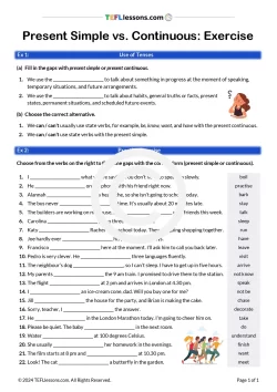 Present Simple or Present Continuous Exercise | ESL Worksheet