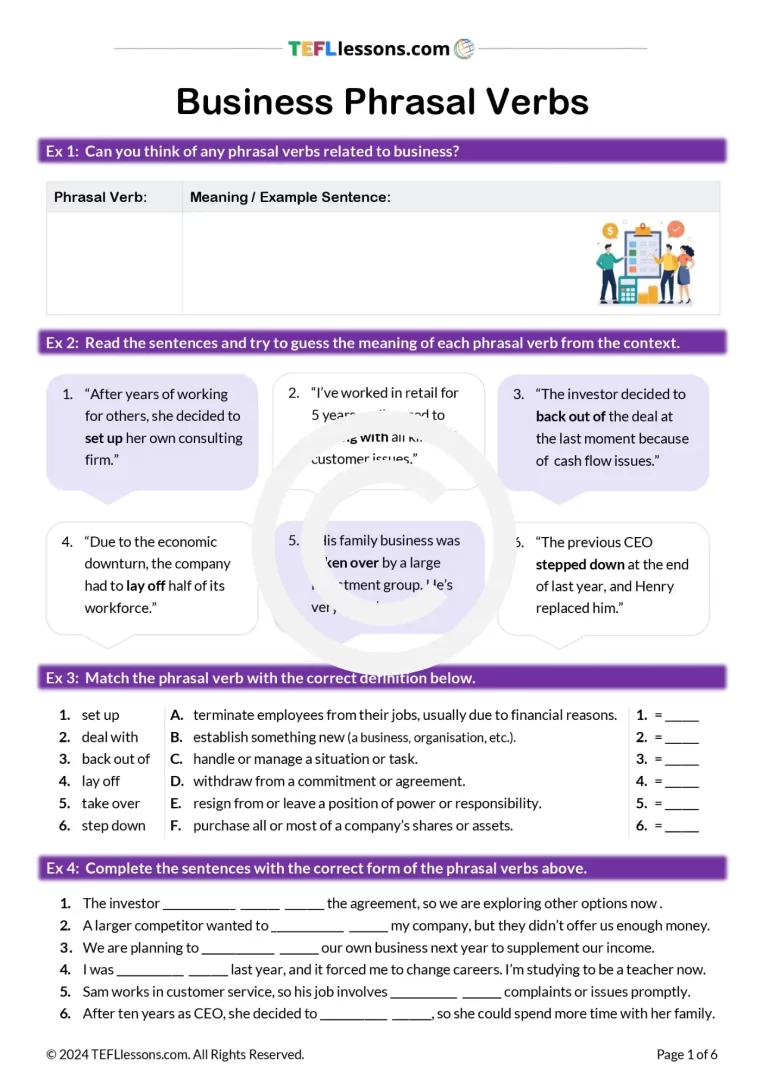 Business Phrasal Verbs | ESL Lesson Plan