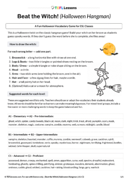 Beat the Witch! Free ESL Halloween Game โ Fun Halloween Classroom Activity