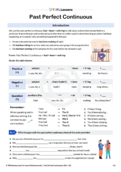 Past perfect continuous grammar lesson overview with explanations and timelines