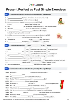 Present Perfect vs Past Simple Exercises