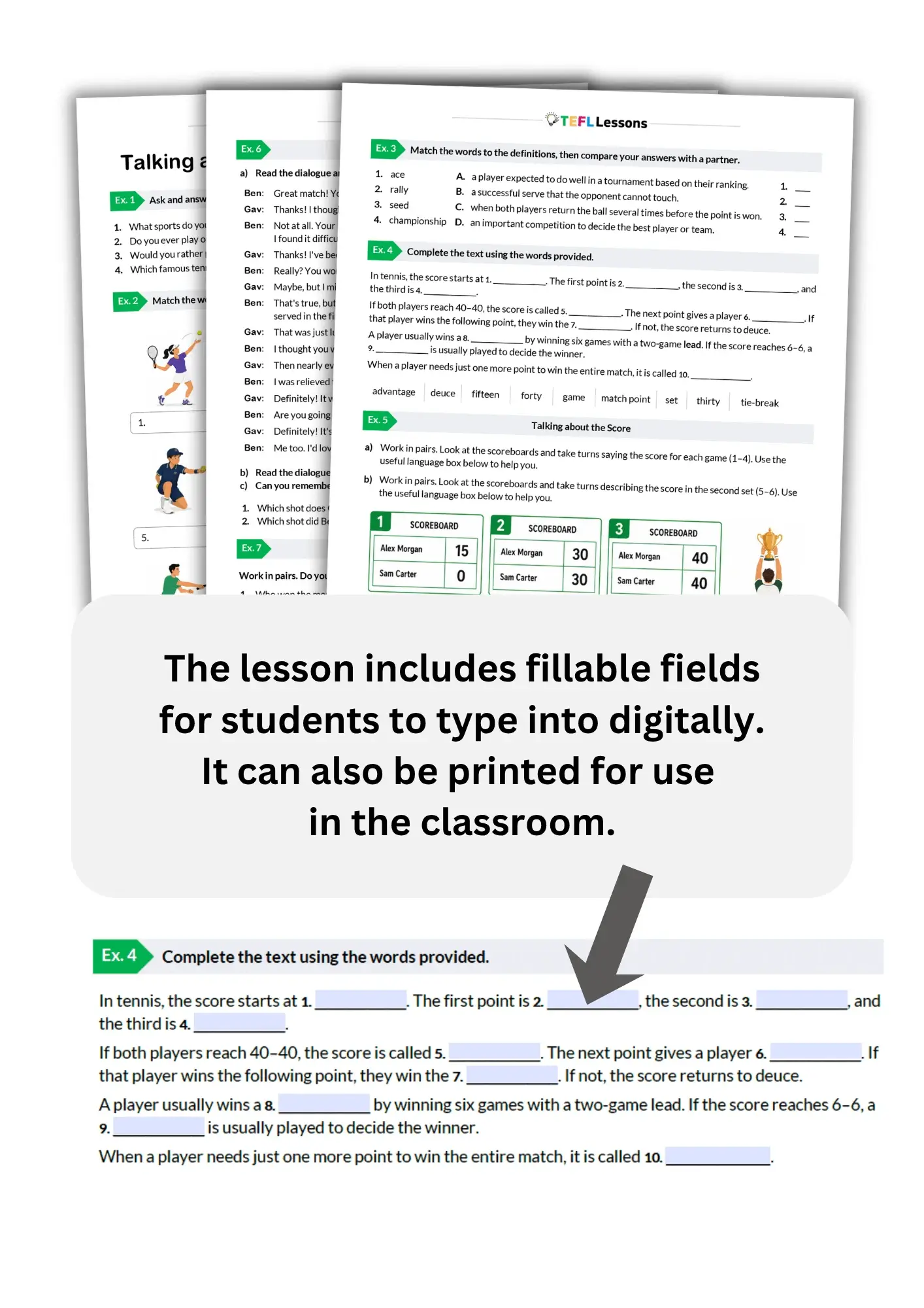 tennis vocabulary worksheets