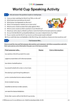 World Cup Speaking Activity