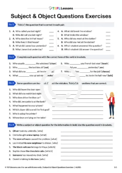 subject and object questions exercises